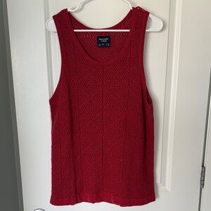 Red Sleeveless Sweater Tank Top Mens